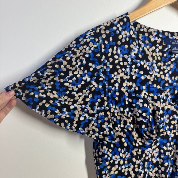 Chaps Dress Women Size S Blue Polka Dot Babydoll Midi Flutter Sleeve Cottage Y2K - Picture 5 of 5